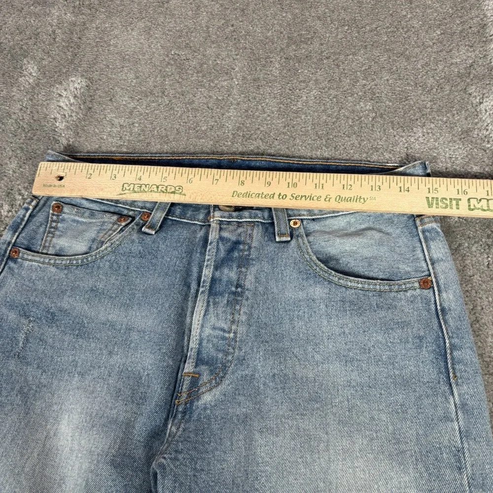 Levis 501 Jeans Men 29x32 Higher Mountain Light Blue Denim DIstressed Button Fly